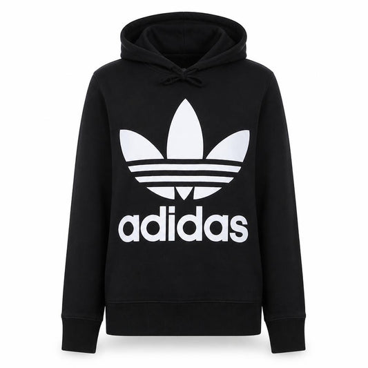 Adidas Women Black Size 12 Pullover Hoodie with Logo Print
