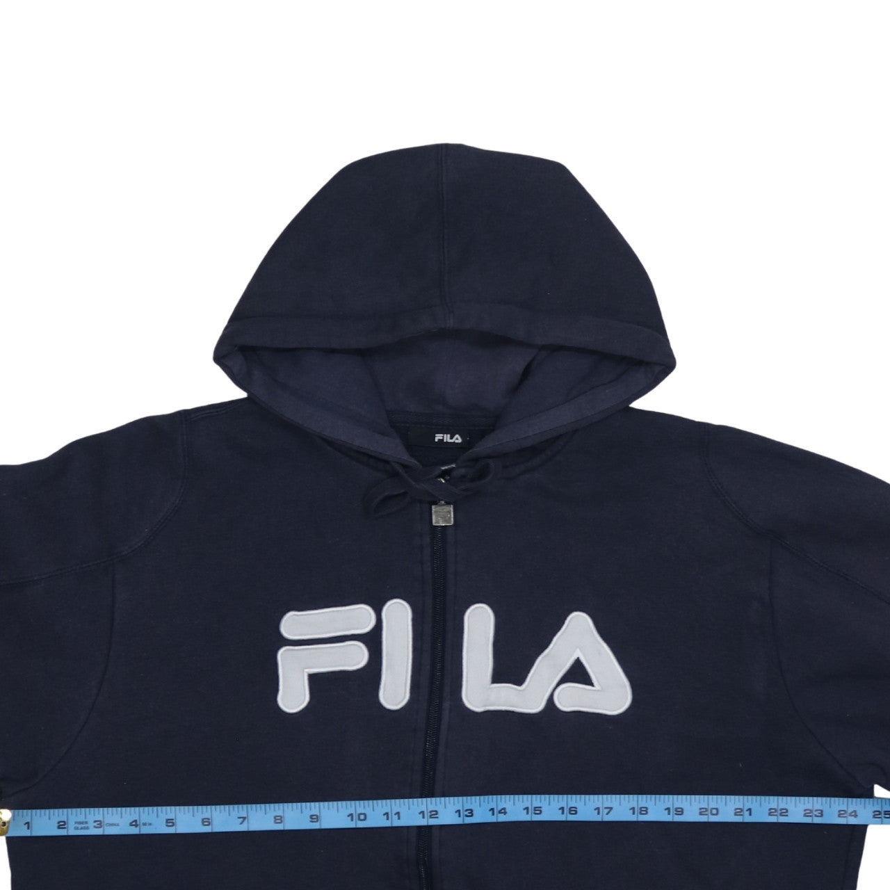 Fila Men's Blue Full Zip Hoodie L Sports Logo Fleece Sweatshirt