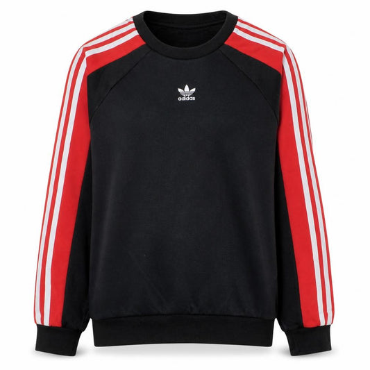 Adidas Women Black Red Crew Neck Long Sleeve Sweatshirt XS
