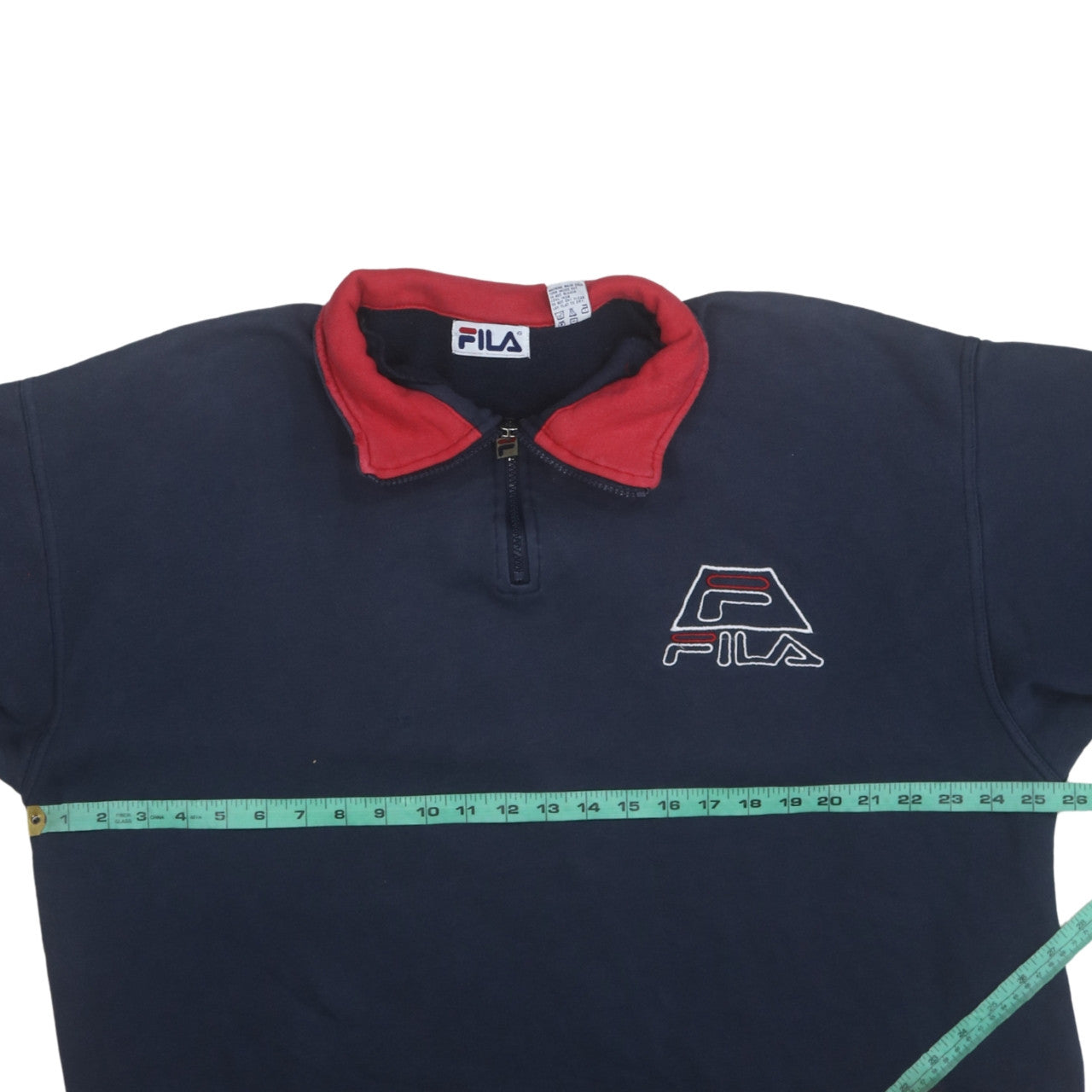 Fila Men's Blue 1/4 Zip Embroidered Logo Sweatshirt Size L