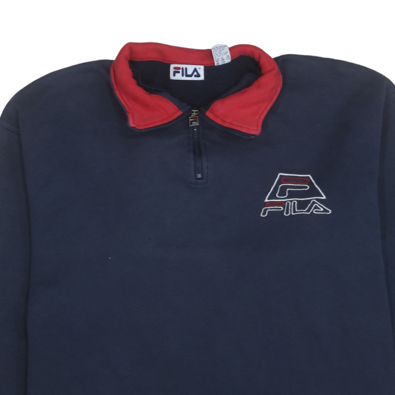 Fila Men's Blue 1/4 Zip Embroidered Logo Sweatshirt Size L