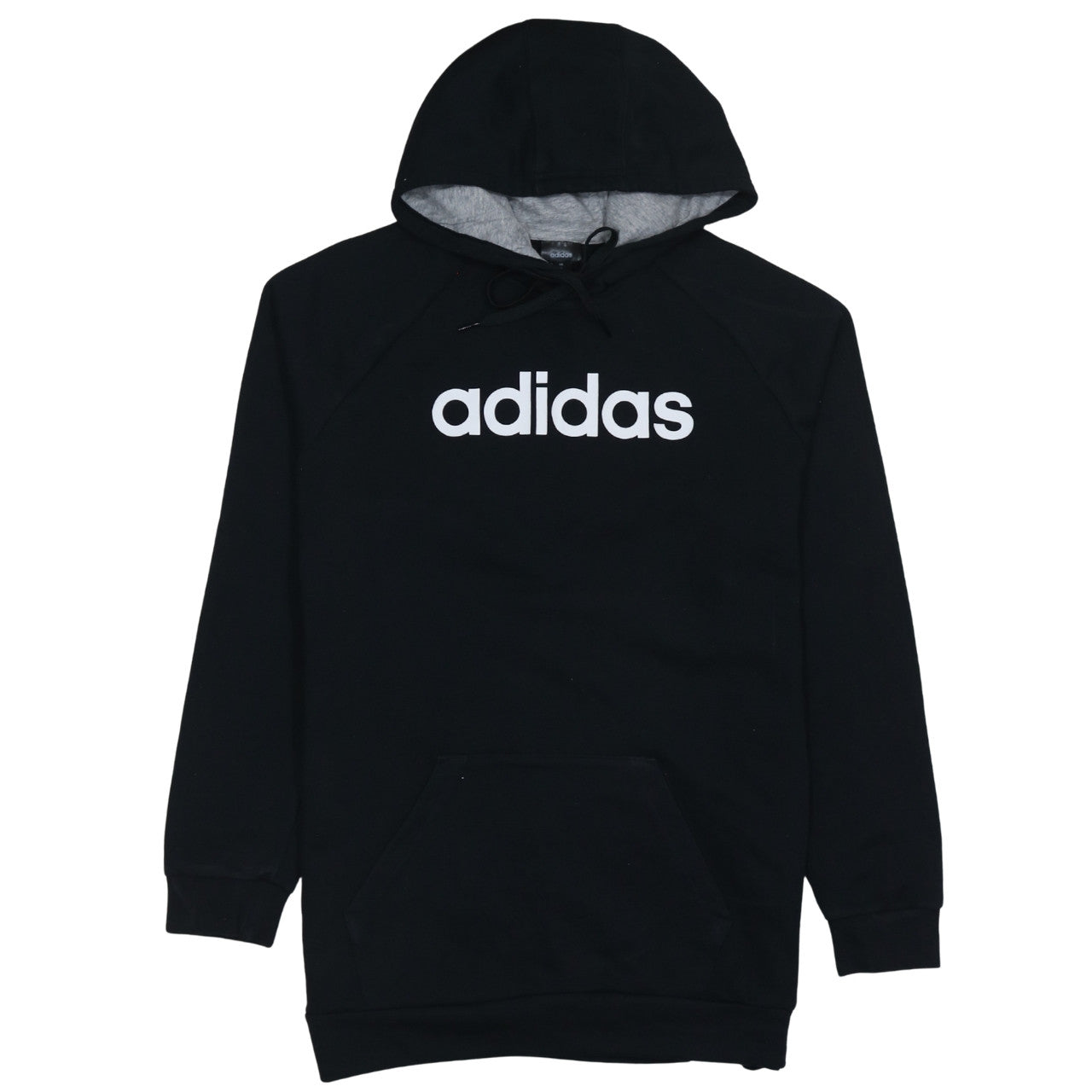 Adidas Womens Black Pullover Hoodie Size 12-14 Logo Print Cotton Blend