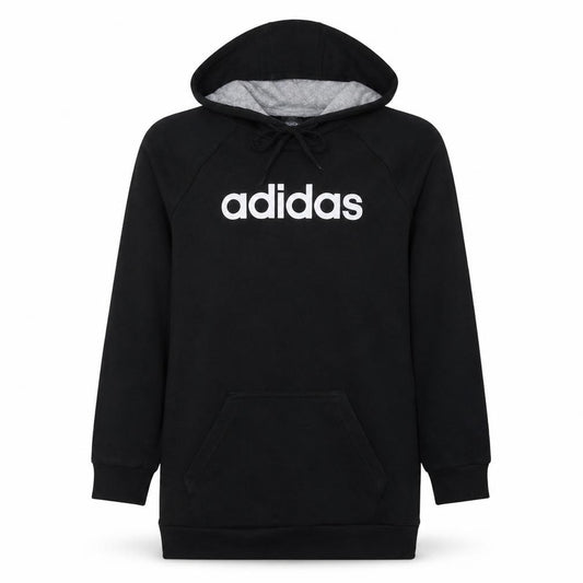 Adidas Womens Black Pullover Hoodie Size 12-14 Logo Print Cotton Blend