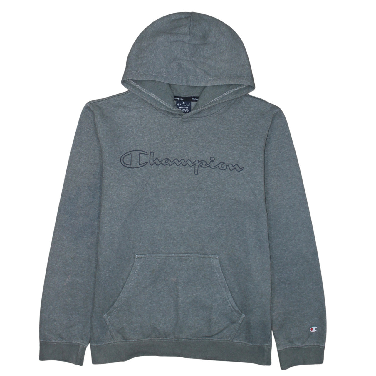 Champion Men's Grey Medium Pullover Hoodie with Logo Design
