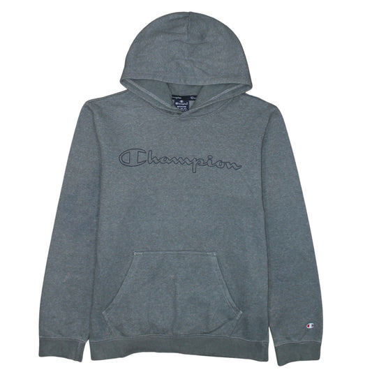 Champion Men's Grey Medium Pullover Hoodie with Logo Design