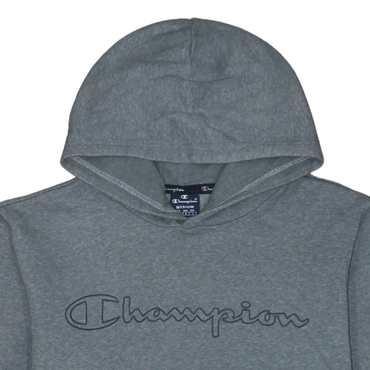 Champion Men's Grey Medium Pullover Hoodie with Logo Design
