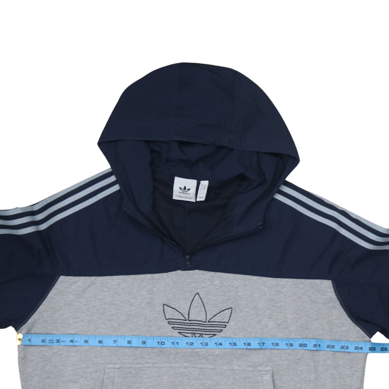 Adidas Mens Grey Blue 1/2 Zip Hoodie Size L Sportswear