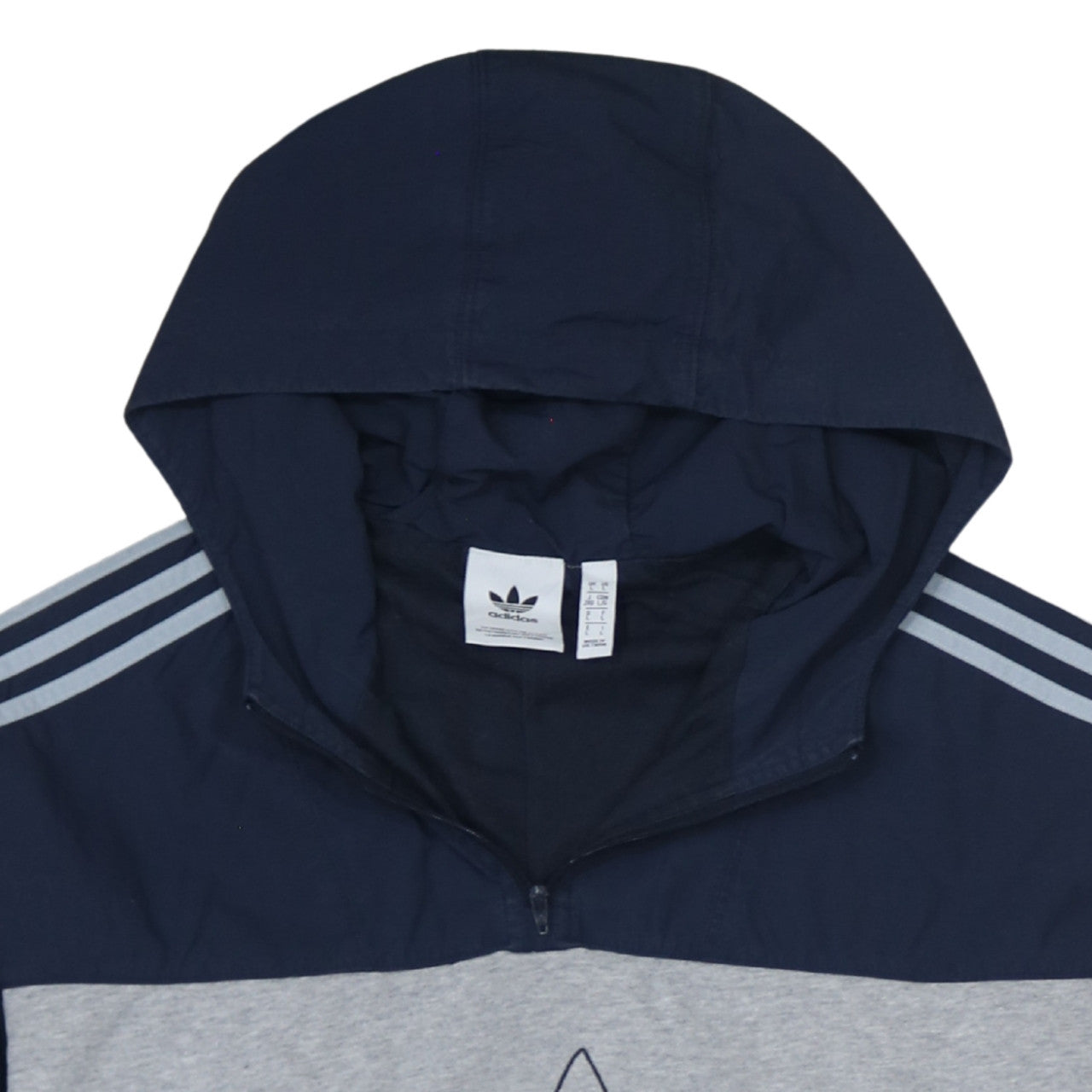 Adidas Mens Grey Blue 1/2 Zip Hoodie Size L Sportswear