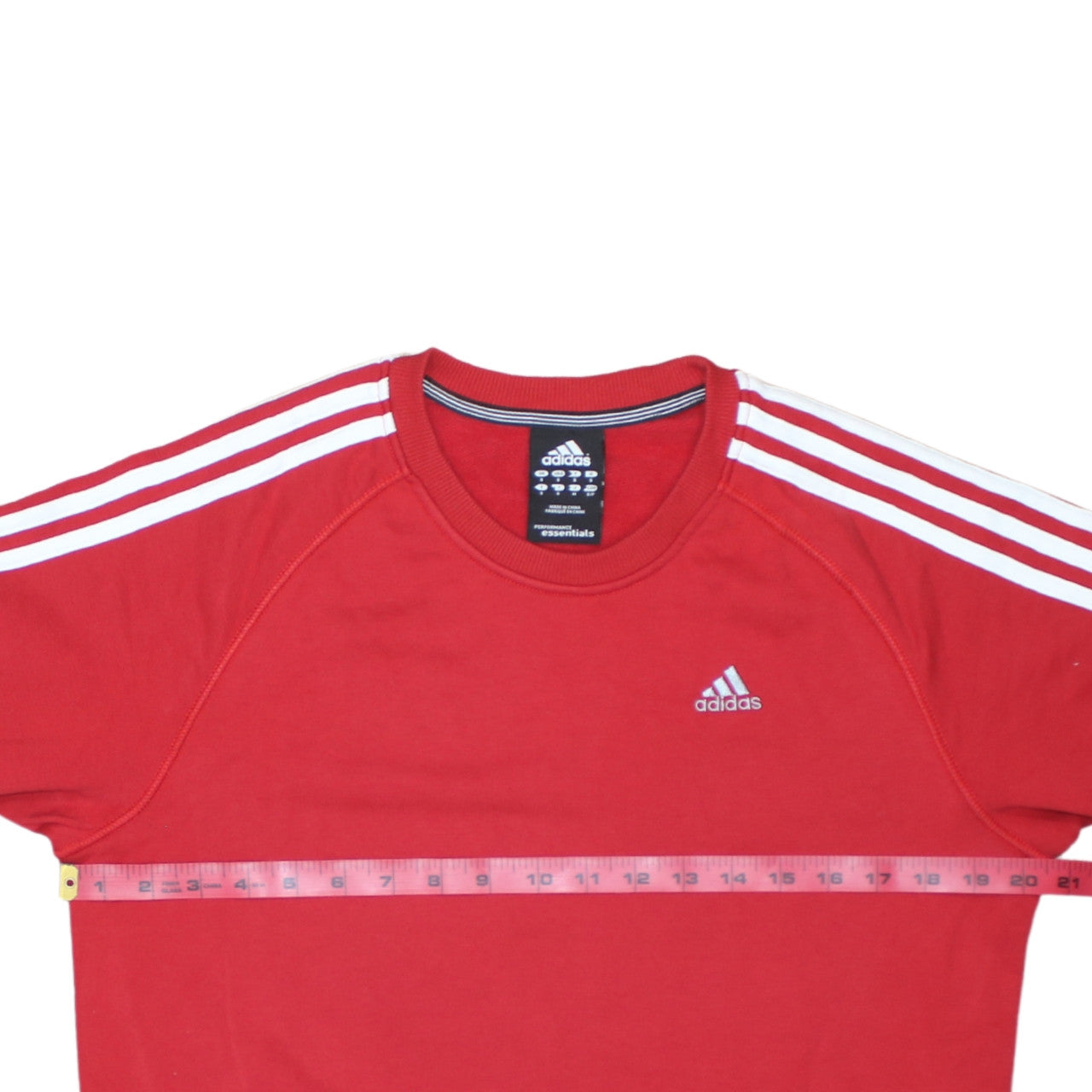 Adidas Men's Red Crew Neck Pullover Sweatshirt Size S Essentials