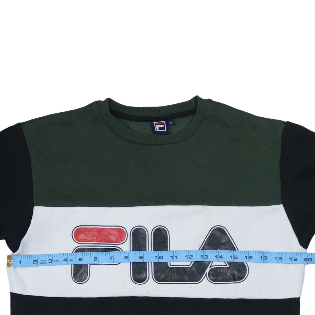 Fila Mens Green Black White Colourblock Logo Sweatshirt Size S