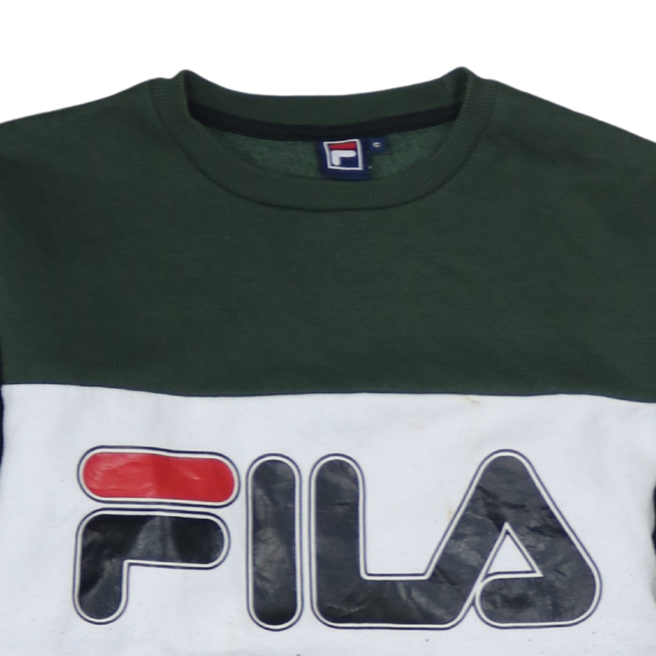 Fila Mens Green Black White Colourblock Logo Sweatshirt Size S