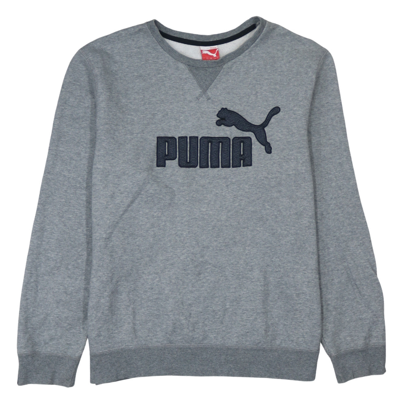 Puma Mens Grey L Crew Neck Pullover Sweatshirt Embroidered Logo