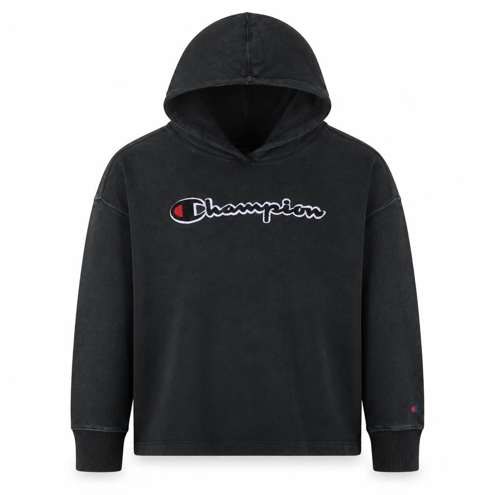 Champion Girls Black Hoodie X-Large 13-14 Years Cotton Pullover Logo Sweatshirt
