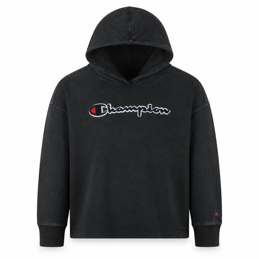 Champion Girls Black Hoodie X-Large 13-14 Years Cotton Pullover Logo Sweatshirt