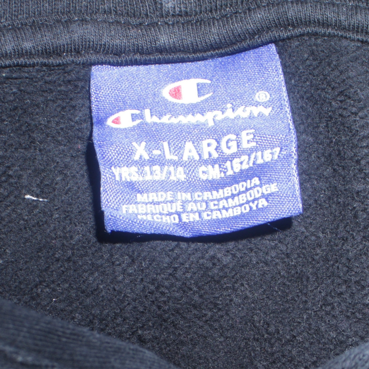 Champion Girls Black Hoodie X-Large 13-14 Years Cotton Pullover Logo Sweatshirt