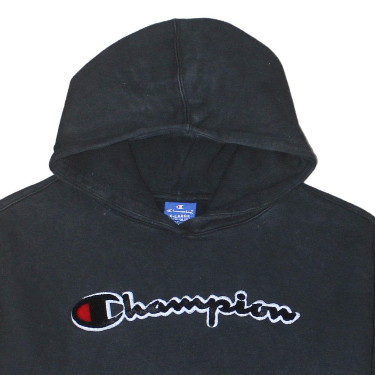 Champion Girls Black Hoodie X-Large 13-14 Years Cotton Pullover Logo Sweatshirt