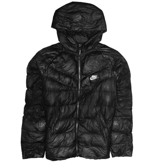 Nike Girls Black Hooded Puffer Jacket XL 158-170cm Winter Coat