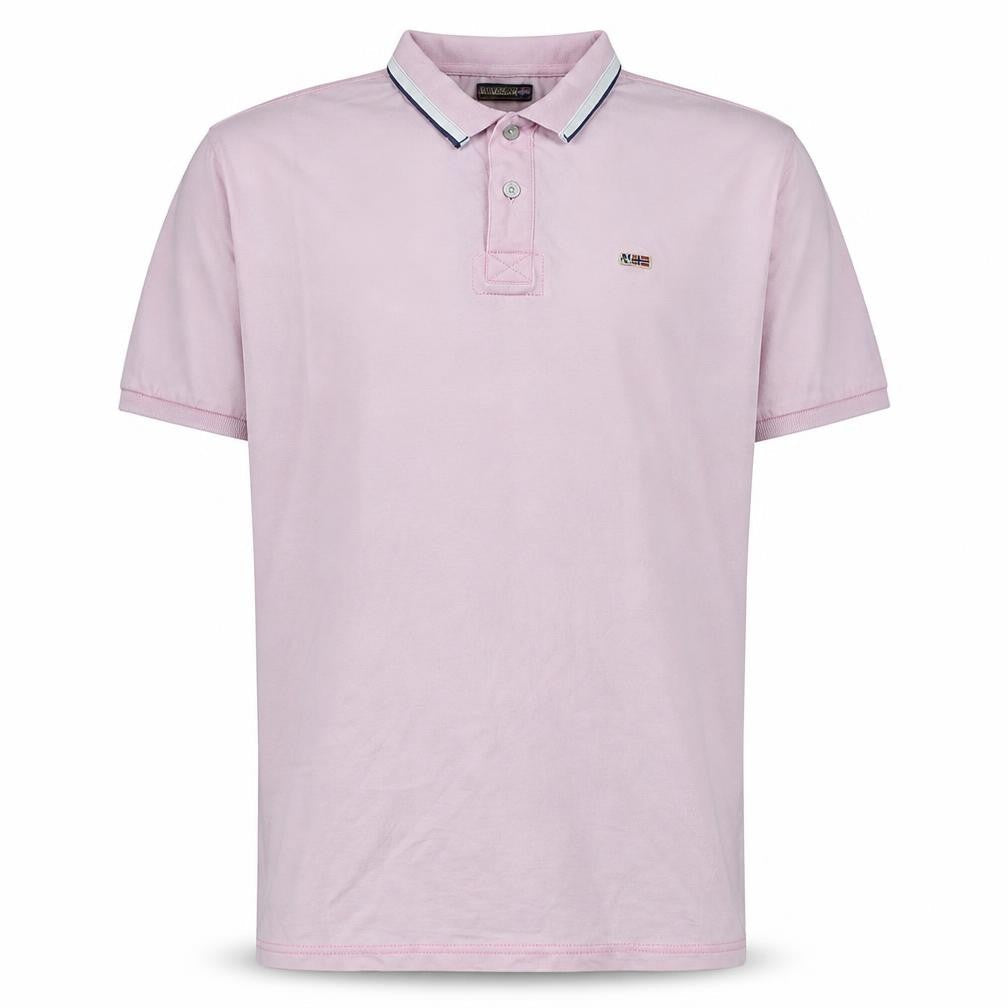 Napapijri Men Pink Short Sleeve Cotton Polo Shirt Size L