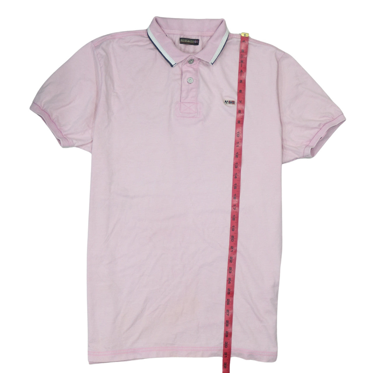 Napapijri Men Pink Short Sleeve Cotton Polo Shirt Size L