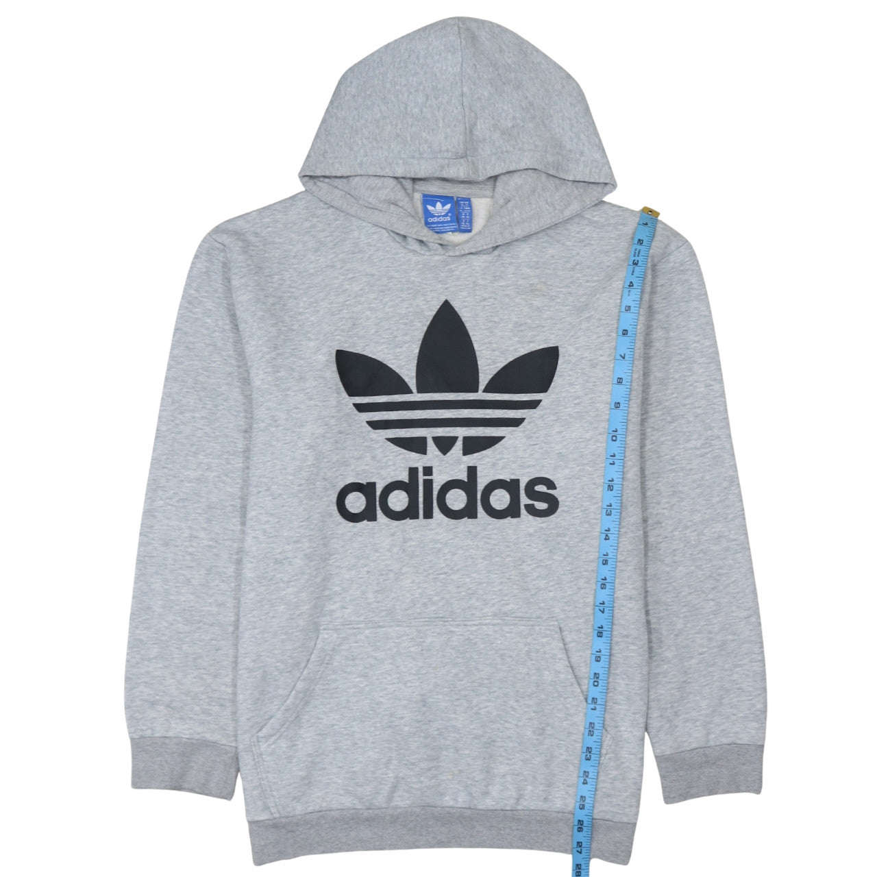 Adidas Mens Grey XL Pullover Hoodie with Logo Graphic Print