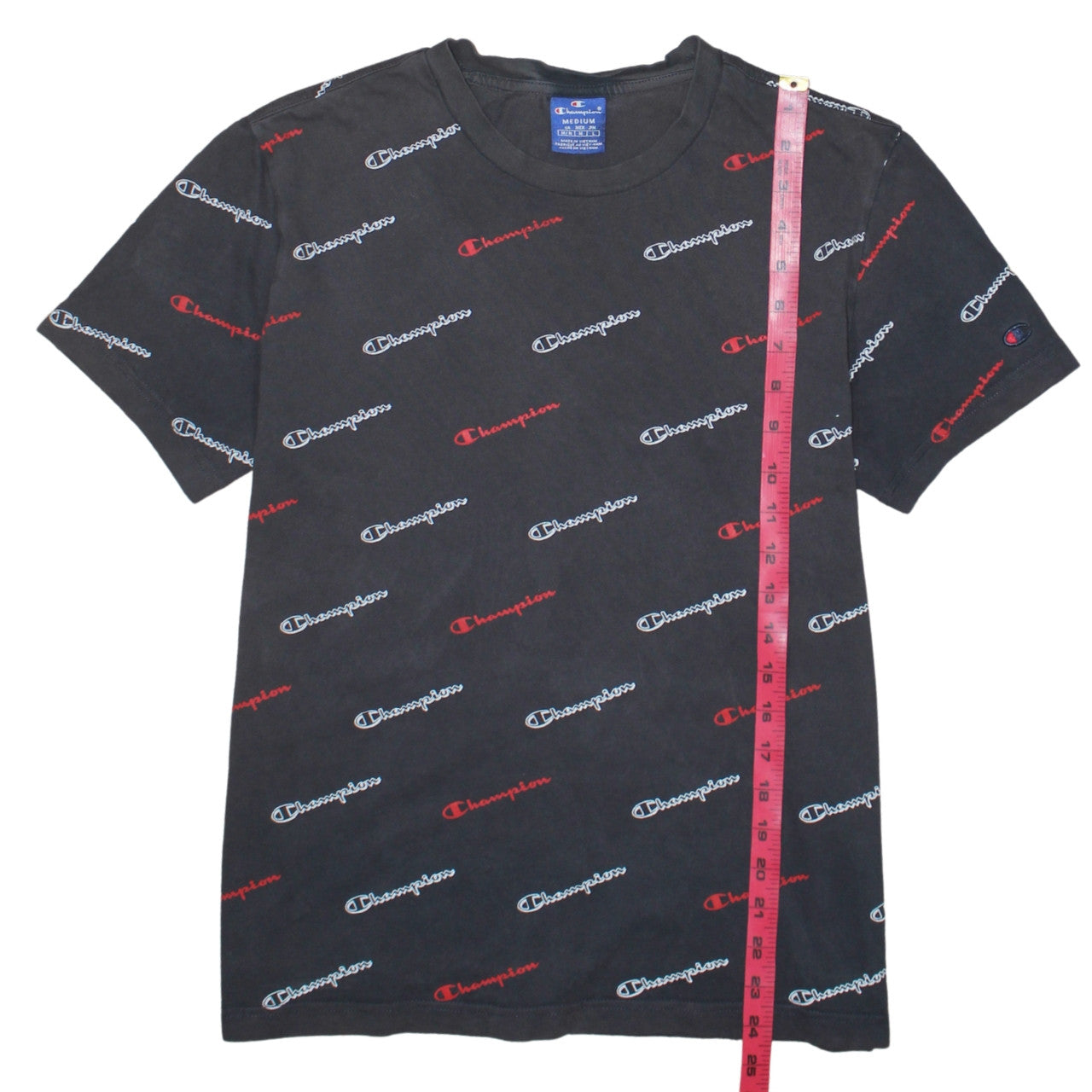 Champion Men's Black Medium Logo Graphic Print T-Shirt