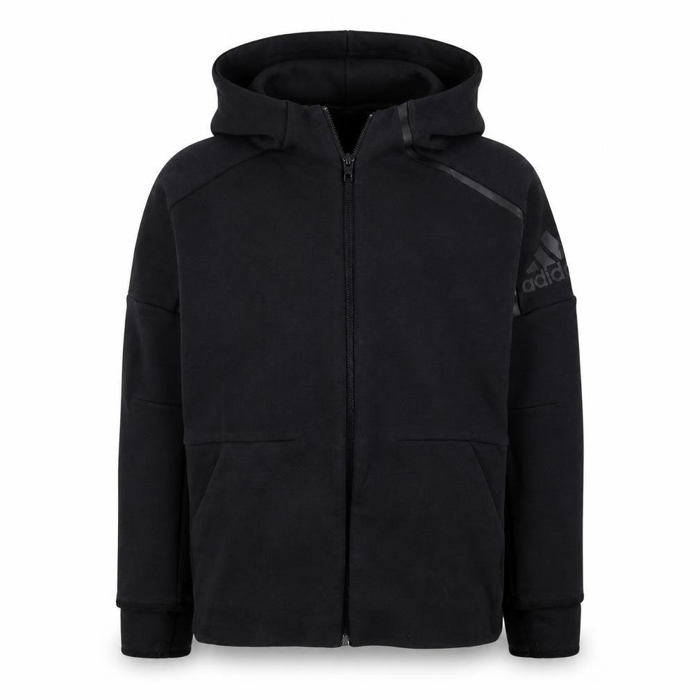 Adidas Boys Black Full Zip Hoodie 11-12 Years Fleece Logo Hooded Top