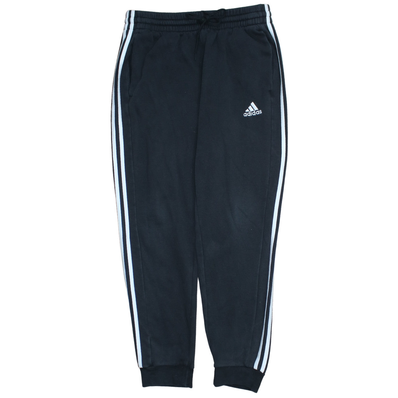Adidas Men's Black Jogger Trousers L Cotton Blend Tapered Fit
