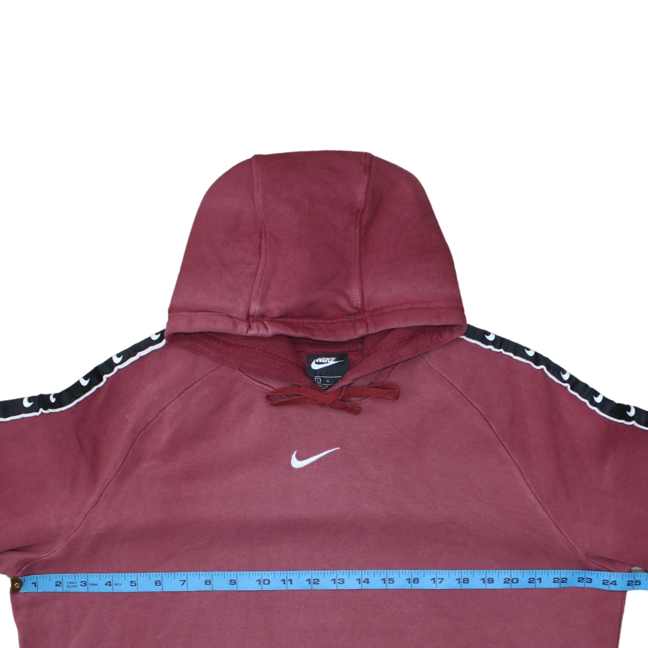 Nike Men's Burgundy Hoodie L Logo Tape Pullover Cotton Sweatshirt
