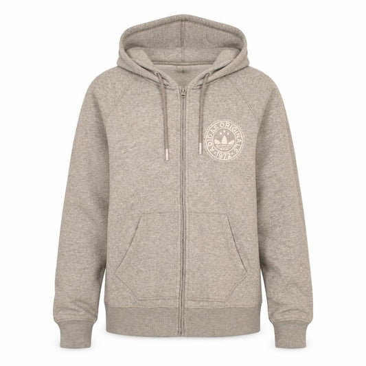 Adidas Mens Grey Full Zip Hoodie L Logo Fleece Sportswear