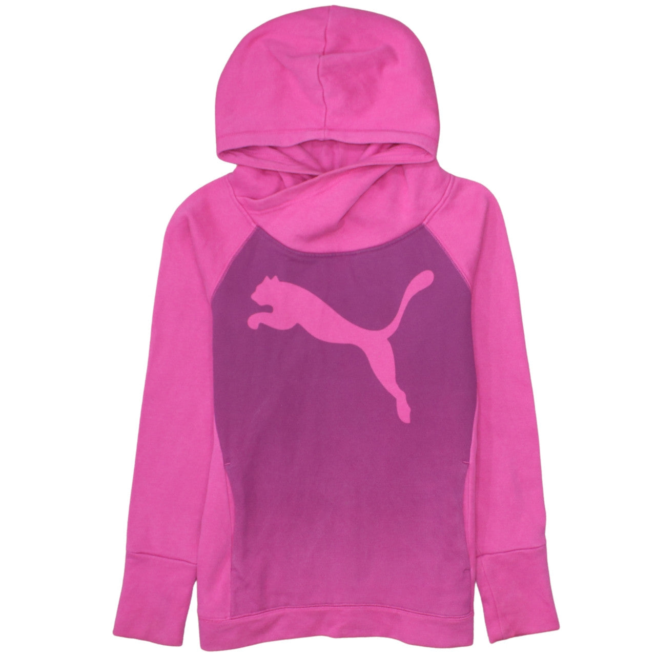 Puma Women's Pink Pullover Hoodie UK 10 Cotton Blend Logo Sportswear