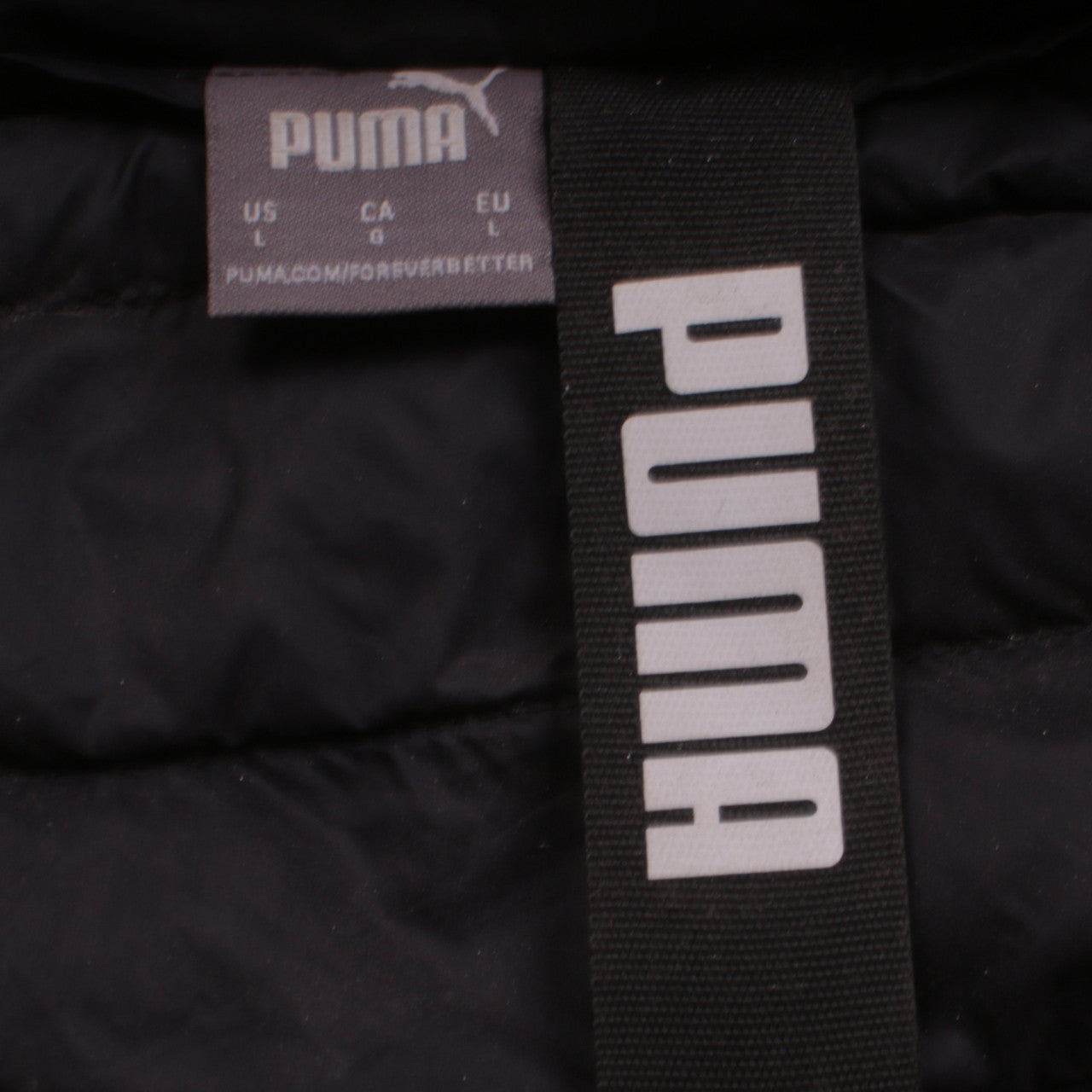Puma Men's Black L Hooded Puffer Jacket Lightweight Casual