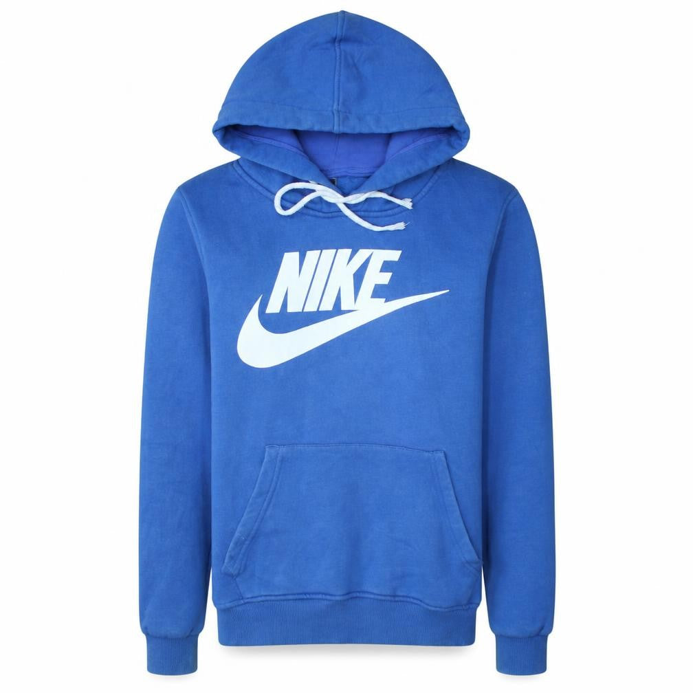 Nike Men's Blue Pullover Hoodie Small Logo Fleece Sweatshirt