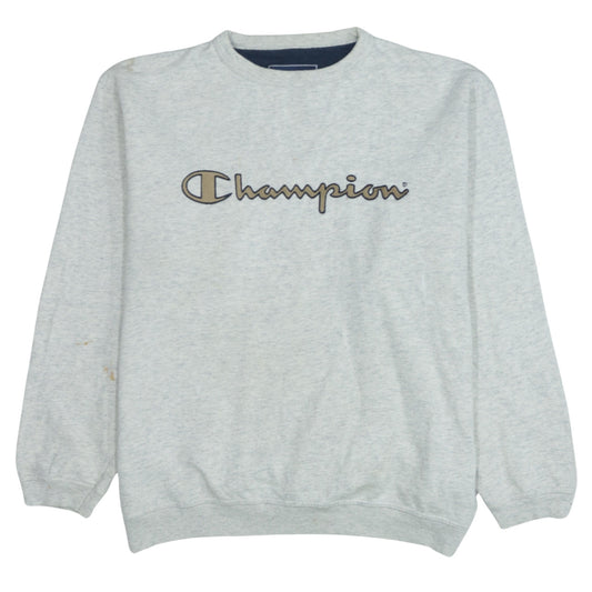 Champion Men's Grey Logo Pullover Sweatshirt Size L Regular Fit