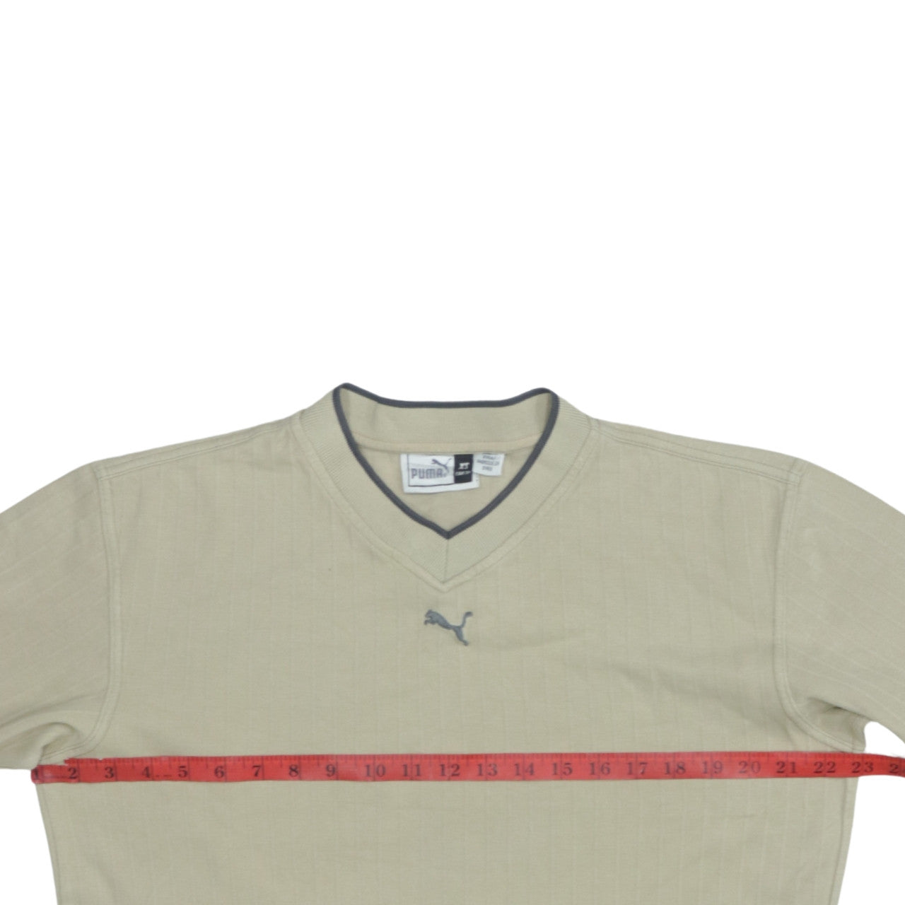 Puma Mens Beige V-Neck Pullover Sweatshirt XS Lightweight Cotton