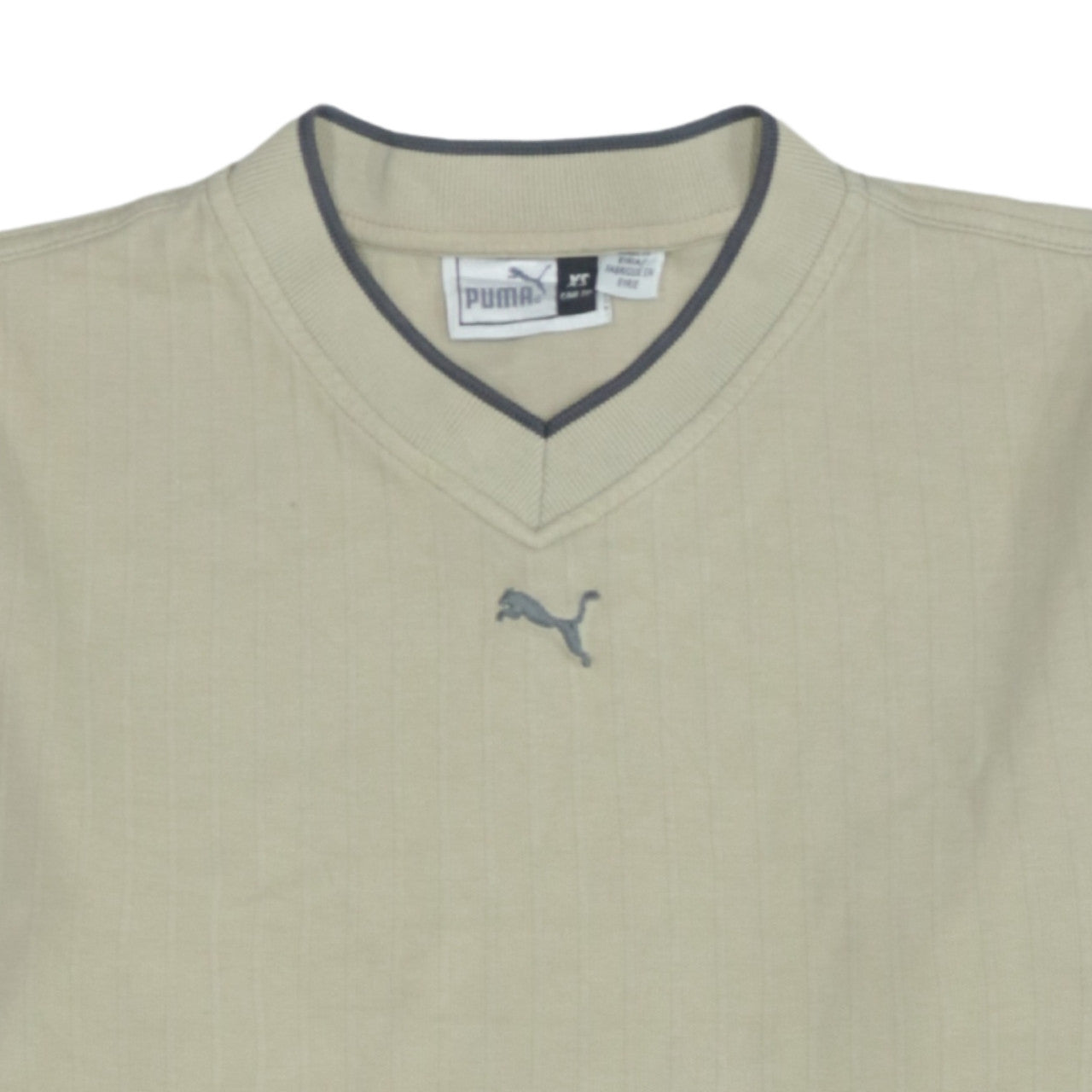 Puma Mens Beige V-Neck Pullover Sweatshirt XS Lightweight Cotton