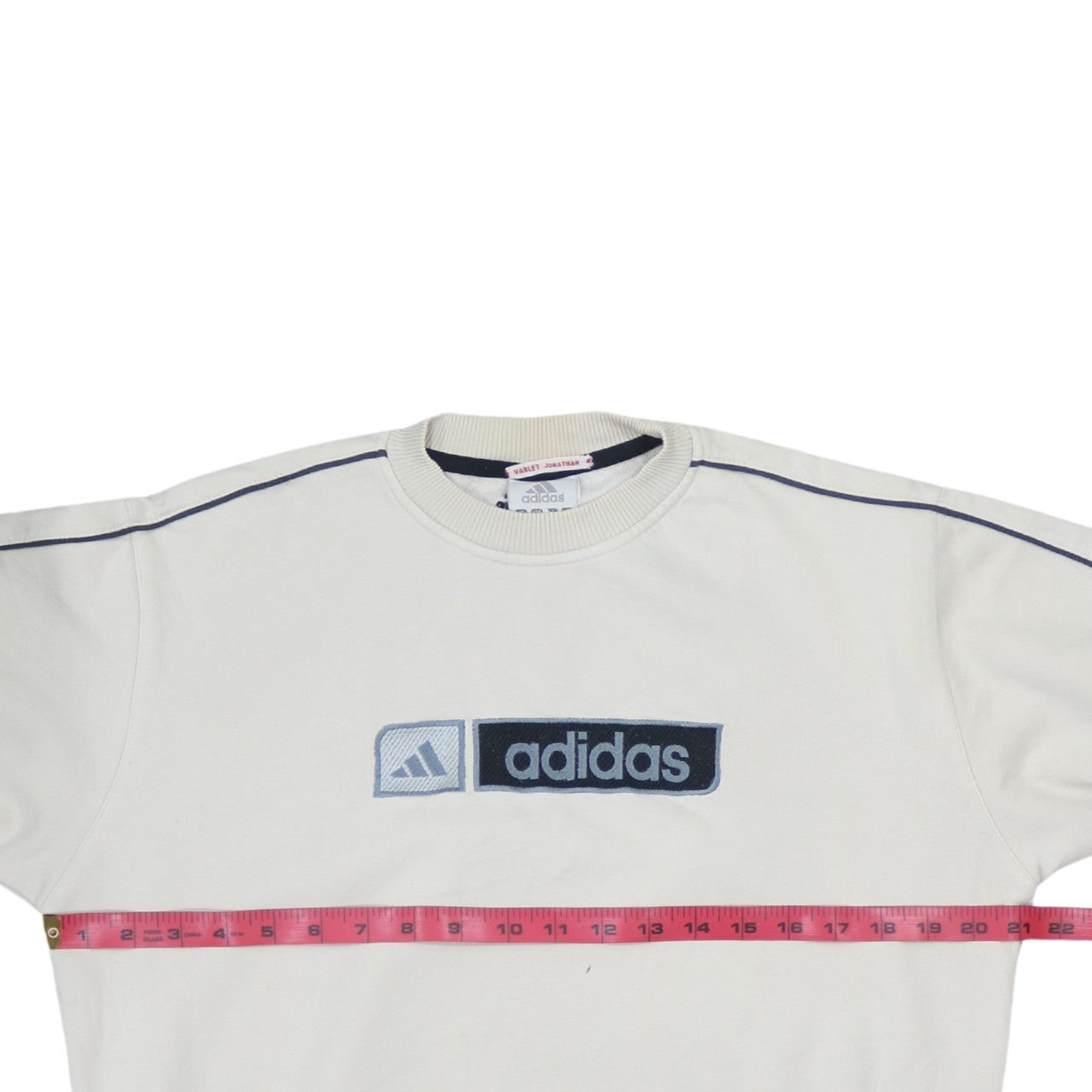 Adidas Teens White Pullover Sweatshirt 164 Logo Crew Neck Fleece