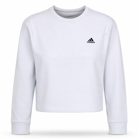 Adidas Women's White XL Crew Neck Pullover Sweatshirt Logo Print
