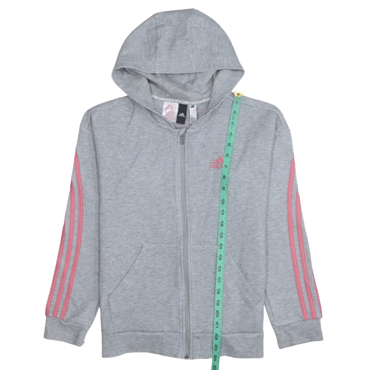 Adidas Girls Grey Full Zip Hoodie 13-14 Years Sports Hooded Sweatshirt