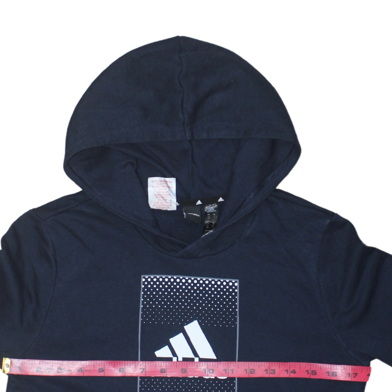 Adidas Boys Navy Blue Pullover Hoodie Size 13-14 Years Cotton Blend Logo