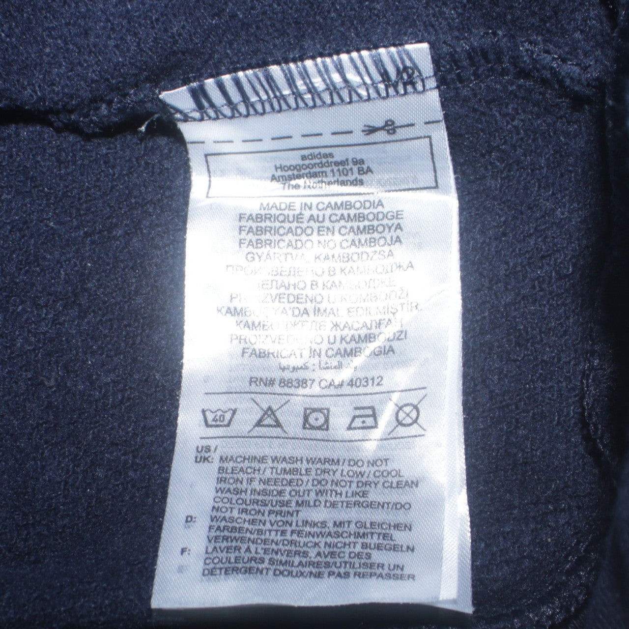 Adidas Boys Navy Blue Pullover Hoodie Size 13-14 Years Cotton Blend Logo