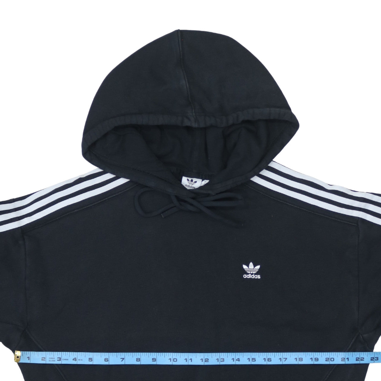 Adidas Womens Black Hoodie Size 8 Cropped Pullover Hooded Sweatshirt
