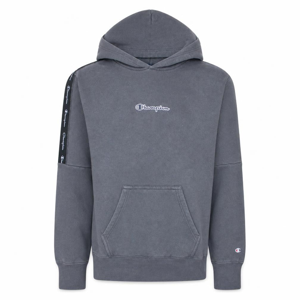 Champion Men's Grey Small Pullover Hoodie with Logo Trim