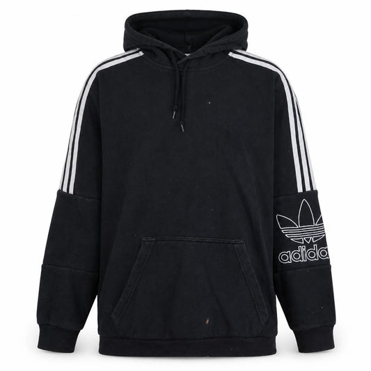 Adidas Mens Black Pullover Hoodie M Logo Sports Fleece Sweatshirt