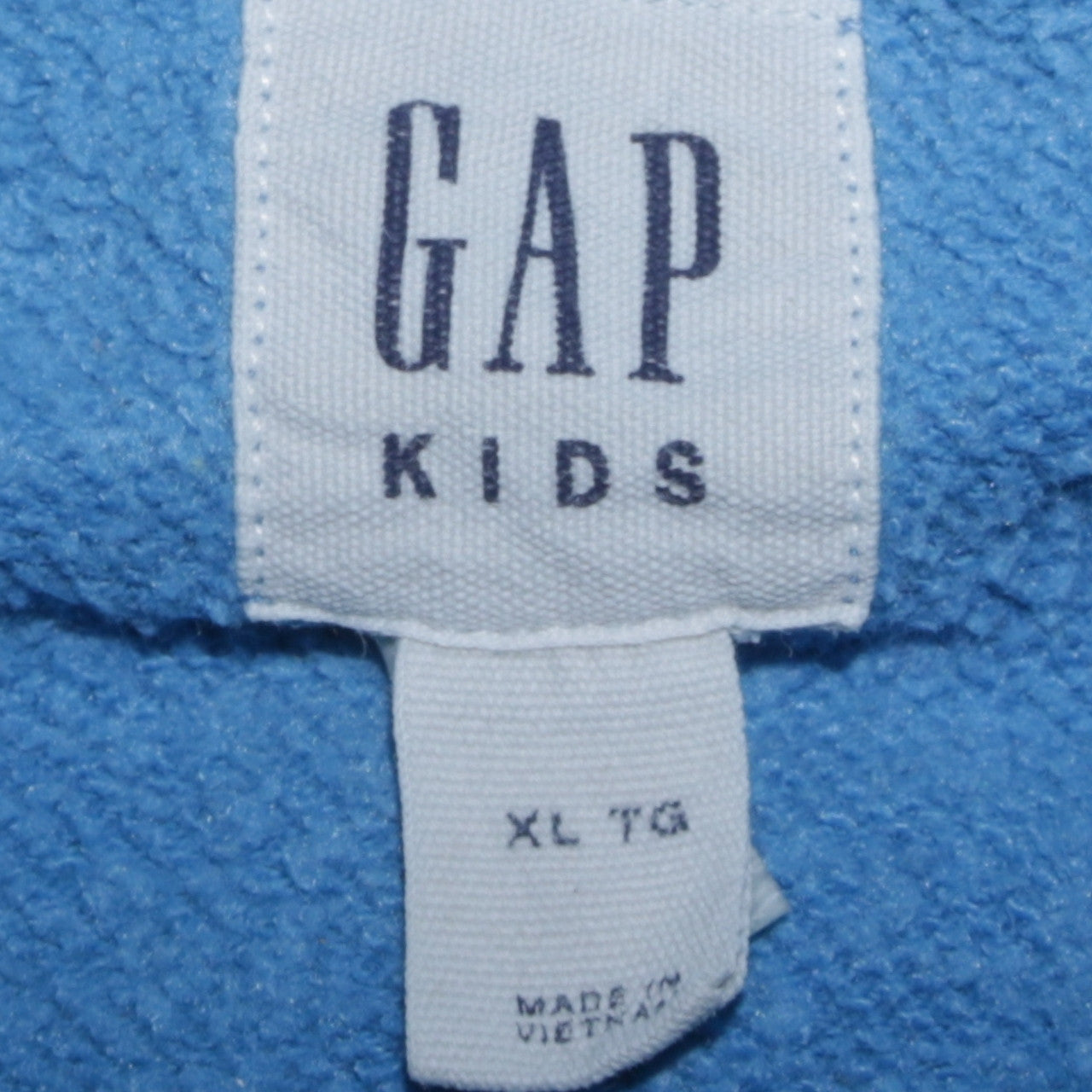 GAP Boys Blue XL Pullover Fleece Hoodie with Logo and Striped Sleeves