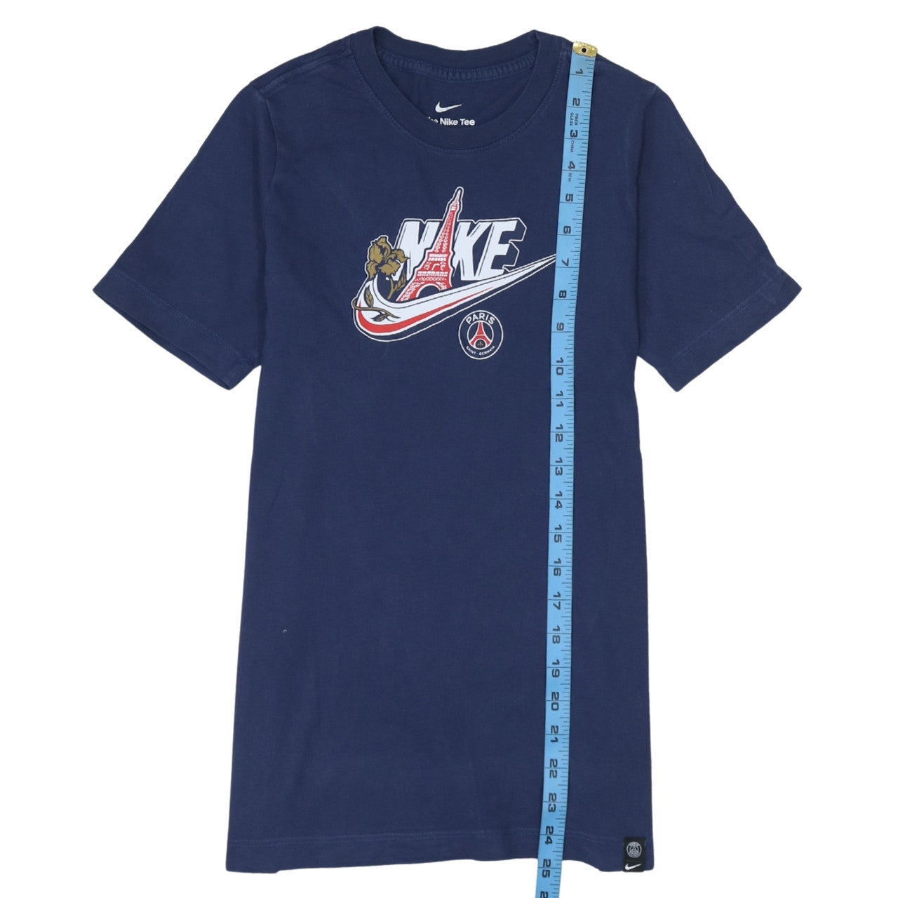 Nike Boys Blue PSG Paris Graphic Logo Short Sleeve Cotton T-Shirt Size 158