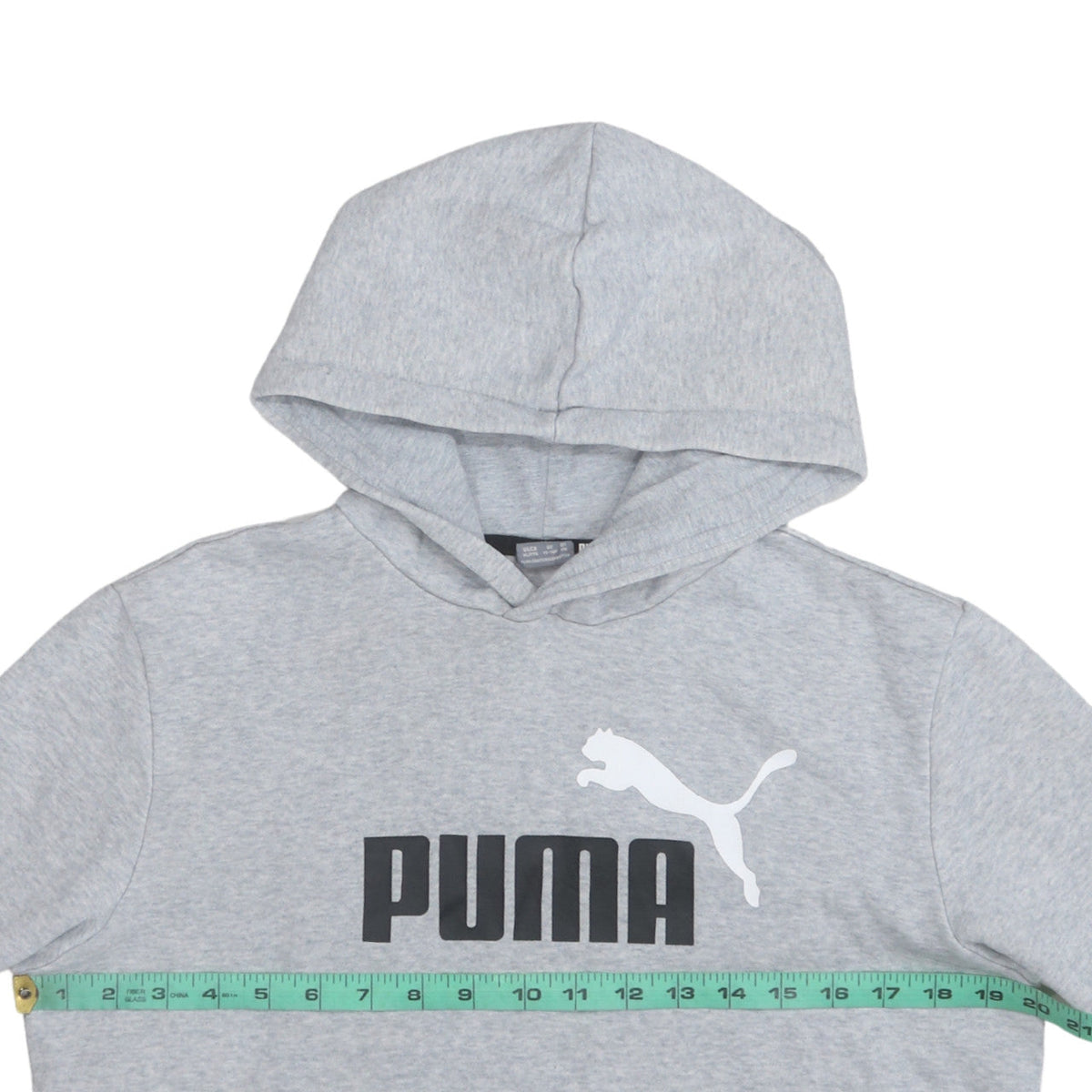 Puma Boys Grey Pullover Hoodie 15-16 Years Fleece Logo Sweatshirt