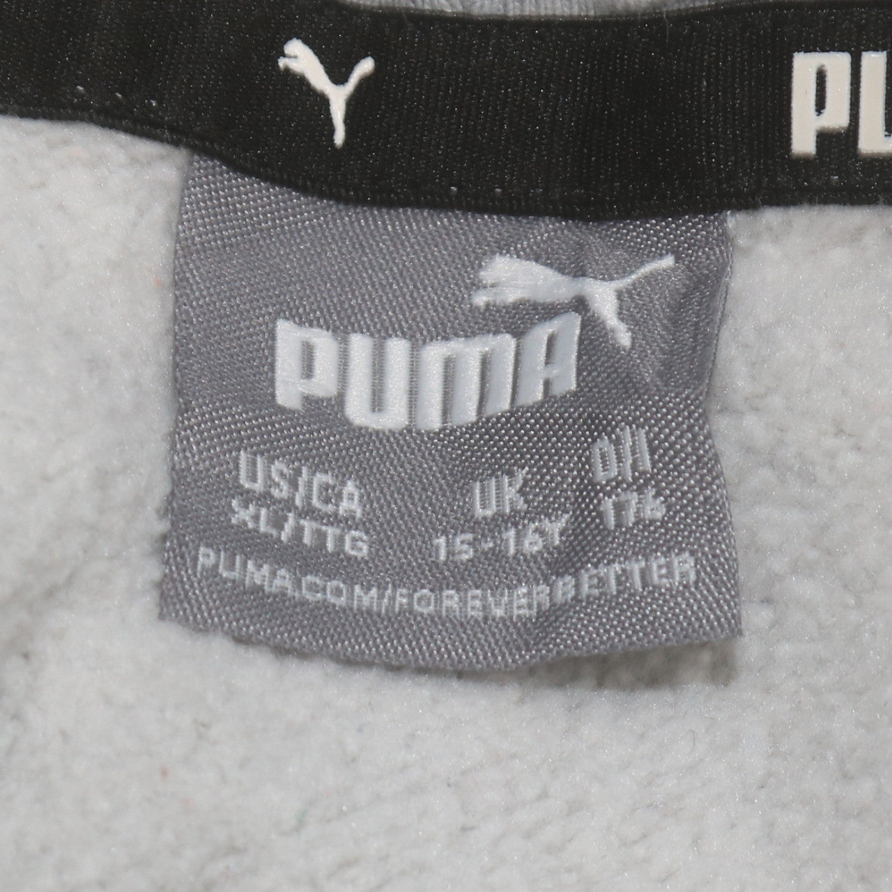 Puma Boys Grey Pullover Hoodie 15-16 Years Fleece Logo Sweatshirt
