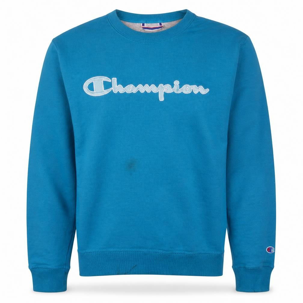 Champion Mens Blue Crew Neck Pullover Sweatshirt Size S