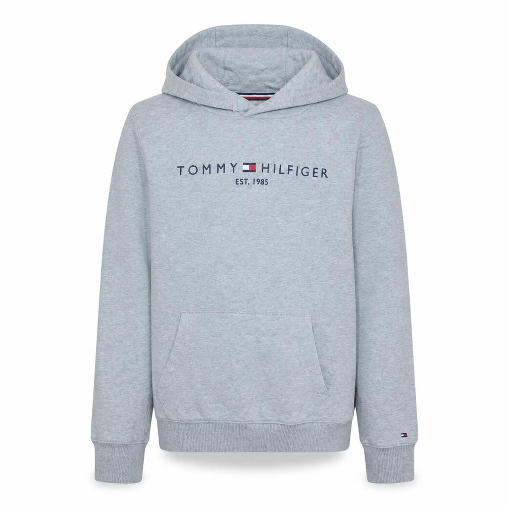 Tommy Hilfiger Boys Grey Pullover Hoodie Size 164 Logo Sweatshirt