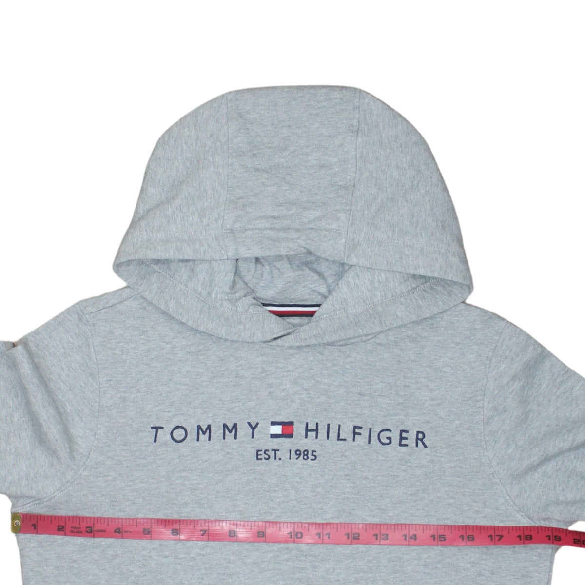 Tommy Hilfiger Boys Grey Pullover Hoodie Size 164 Logo Sweatshirt